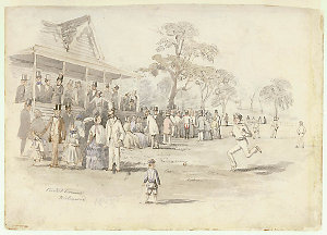 Cricket ground, Richmond, Victoria, 1855