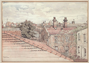 Roof tops, Macleay Street, Sydney, 1942 / watercolour b...