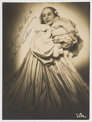 Anna Pavlova, in costume for the solo "Christmas", befo...
