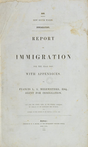 Report on immigration for the year 1848 : with appendic...