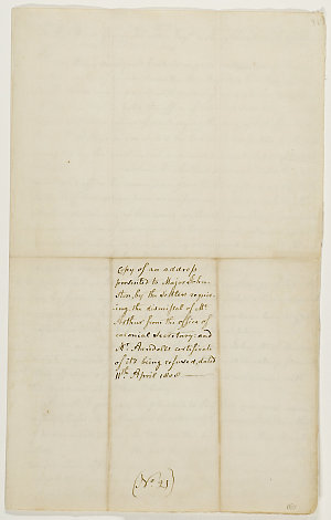Series 40.111: 'Copy of an address presented to Major J...