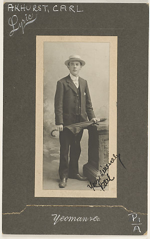 Carl Adrian Akhurst, politician, ca. 1904 / photograph ...