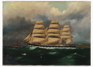 Ship King Arthur leaving Newcastle Harbour, 1895 / Temp...