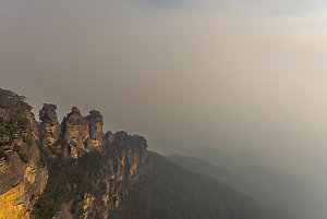 Item 09: A view of the Three Sisters in the foreground ...