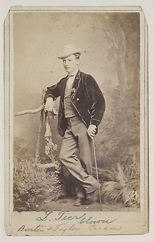 Leon Tier, clown, Burton & Taylor Circus, between 1871-...