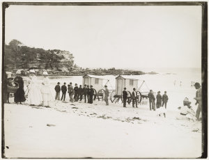 Bathing boxes, Coogee Beach, undated [ca. 1880-1890] / ...