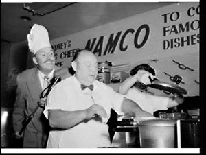 Cookery demonstration to advertise Namco cookware hoste...