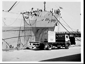 Atomic reactor unloaded from the cargo ship City of Bir...