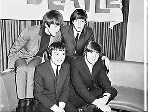 Press conference on the arrival of the Beatles, Sherato...