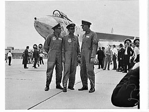 Arrival of US Air Force B-47 jet bomber, Mascot