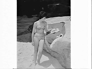 Poet Meredith Kinmont at the beach, Sydney