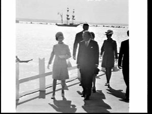 Queen Elizabeth, Governor Cutler and Premier Askin at t...