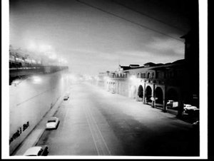 Photographs at night of the Hickson Street wharves, Mil...