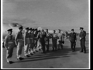 Prime Minister Menzies farewells RAAF no. 2 (Canberra b...