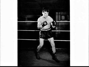 Portrait of boxer Nick Fisher in the ring, McQuillan's ...