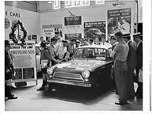 Ford Cortina ST Rally car on the Ford stand, Sydney Sho...