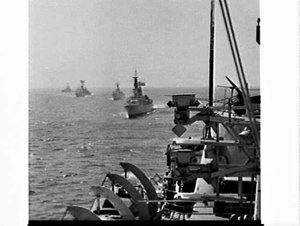Arrival of a fleet of six Royal Navy ships, Sydney Harb...