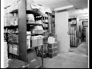 Brownbuilt shelves in the warehouse, Parker Pen Aust., ...