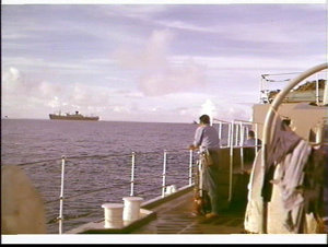 Cargo passenger ship Runic aground on Middleton Reef ph...
