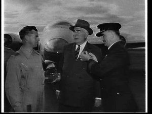 Prime Minister Menzies farewells RAAF no. 2 (Canberra b...