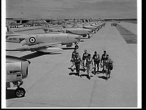 RAAF Avon Sabre jet fighters of No. 3 Squadron ready fo...