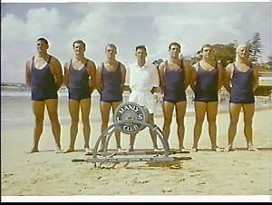 Surf lifesavers with a surf reel, Manly Surf Life Savin...