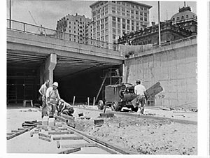 Work in progress on the Cahill Expressway from the Cons...