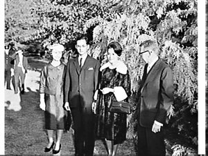 King Rama IX and Queen Sirikit of Thailand visit the Lo...