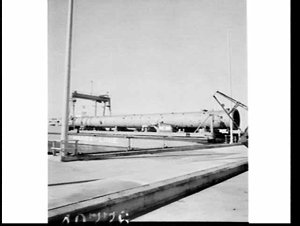 Ocean-going barge (from Europe) with large pipe for new...