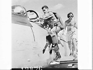 FLT Brian Dixon scrambles in a Sabre fighter, RAAF exer...
