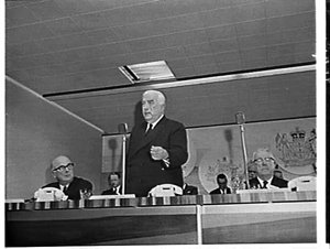 Prime Minister Menzies and Sir Giles Chippindall, Chair...