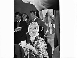 French actress Martine Carol gives a press conference p...