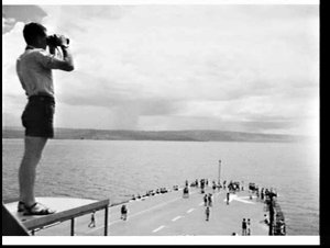 A/B R.L. Smith of Yass on lookout on HMAS Sydney enteri...