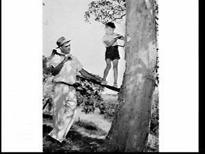 Champion tree-feller and axesman Vic Summers, Gympie