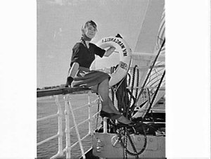 Woman on the deck of the MV Wanganella