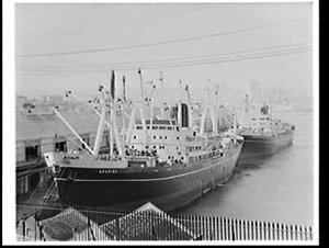 P. & O. Line cargo-passenger ships Aradina and Arakawa ...