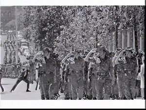 Army and Navy march through Martin pLace on their retur...