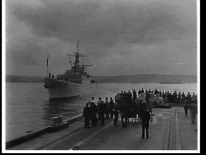 HMAS Quiberon leaving Garden Island for Singapore