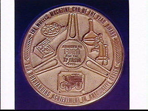Wheels magazine plaque awarded to the XP Ford Falcon 19...