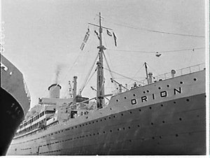 RMS Orion with her paying-off pennant, Pyrmont