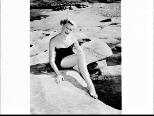 Portrait of Miss McDougall in a swimsuit, Cronulla