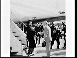 Prime Minister of India, Indira Gandhi, met by William ...