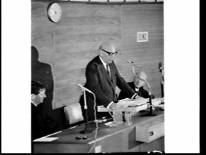 Sir Alan Westerman of the Dept. of Trade speaks at a co...