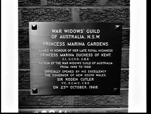 Governor Sir Roden Cutler opens the War Widows' Pricess...