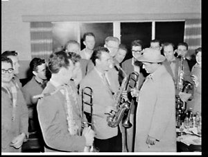 Swing band leader Artie Shaw arrives at Mascot