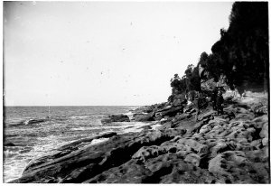Headland at Botany Bay, showing plaque
