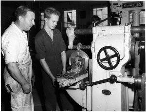 Machining in the machine shop at Australian Paper Mills