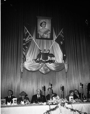 Prime Minister Menzies at the banquet for the official ...