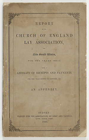 Report of the Church of England Lay Association, for Ne...
