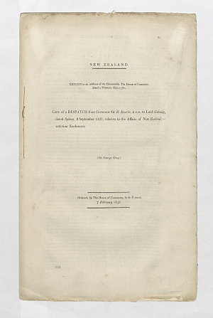 New Zealand : return to an address of the Honourable th...